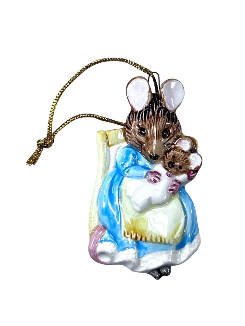 Vtg Schmid Beatrix Potter Mouse and Baby 1982 Ornament Cord Sticker Japan